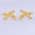 24K Gold Filled Clear Marquise Micro Paved CZ Ribbon Knot Leaf Stud Earrings | AJ104