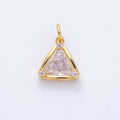 18K Gold Filled 12mm Clear CZ Triangle Mini Solitaire Charm | AK191