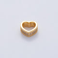 18K Gold Filled 13mm Micro Paved CZ Heart Spacer Bead | B407
