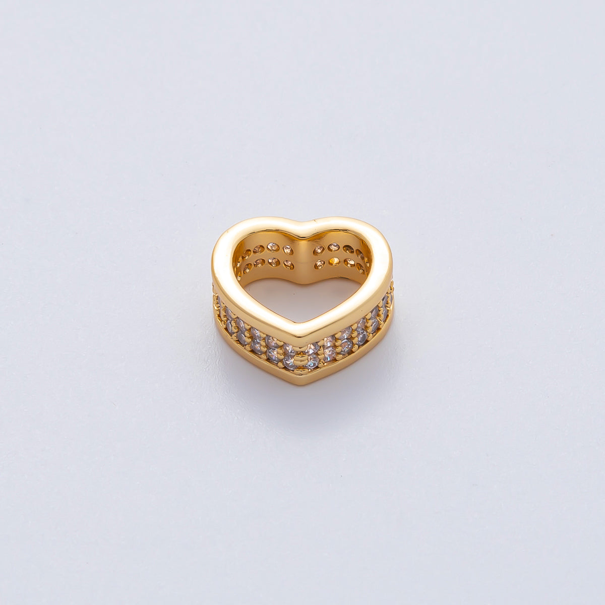 18K Gold Filled 13mm Micro Paved CZ Heart Spacer Bead | B407