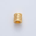 18K Gold Filled 8mm Minimalist Ringed Molten Tube Cylinder Rondelle Spacer Bead | B540