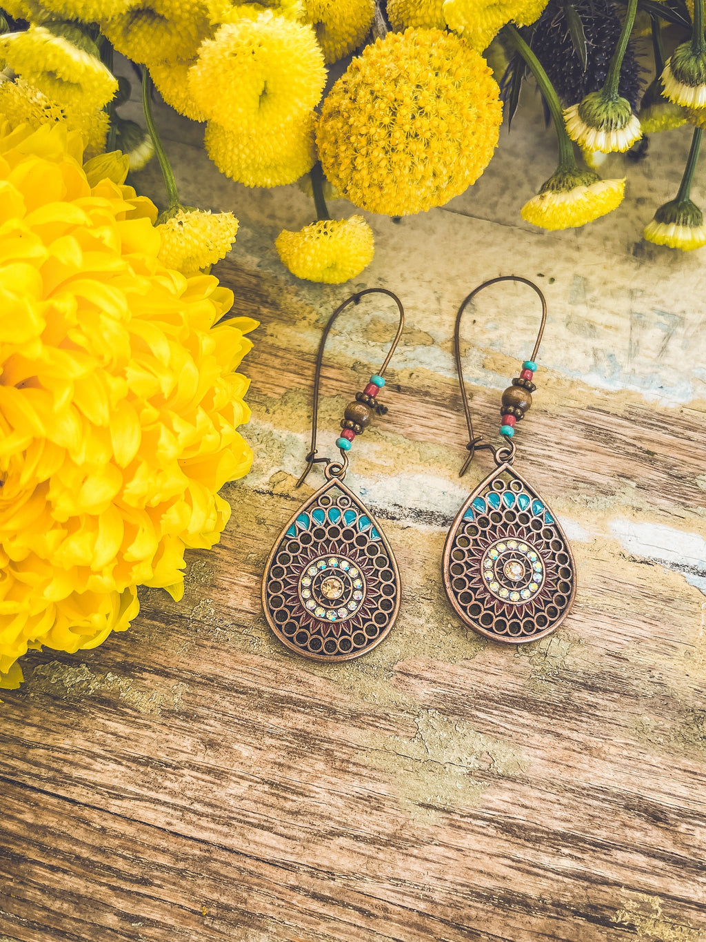 Copper Boho Drop Earrings