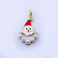 24K Gold Filled 23mm Shell Pearl Enamel Santa Claus Charm in Gold & Silver | C939