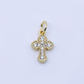 24K Gold Filled Clear CZ Religious Cross Charm in Gold & Silver | C974
