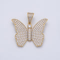 14K Gold Filled 40mm Clear Micro Paved CZ Butterfly Mariposa Animal Pendant | Charms-00135