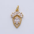 18K Gold Filled 17mm Clear Micro Paved CZ Baguette Geometric Charm | Charms-00143