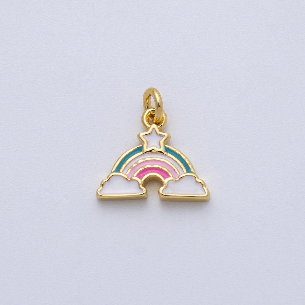 18K Gold Filled 12mm Multicolor Enamel Star Rainbow Mini Charm | CHARMS-00144