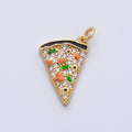 18K Gold Filled 17.5mm Multicolor Micro Paved CZ Pizza Slice Charm | Charms-00150