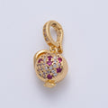 18K Gold Filled 13mm Micro Paved CZ Pomegranate Fruit 3D Multidimensional Charm | Charms-00153