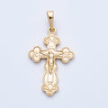 14K Gold Filled 30mm INRI Jesus Crucifix Buttony Cross Religious Pendant | Charms-00210