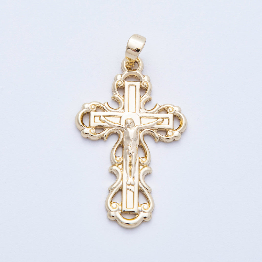 16K Gold Filled 30mm Crucifix Religious Cross Pendant | Charms-00213