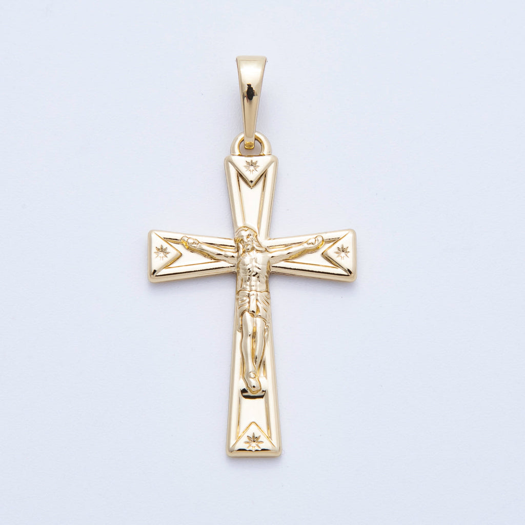 14K Gold Filled 30mm Crucifix Star Passion Cross Religious Pendant | Charms-00214