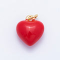 16K Gold Filled 14mm Red Enamel Chubby Multidimensional Heart Charm | Charms-00217
