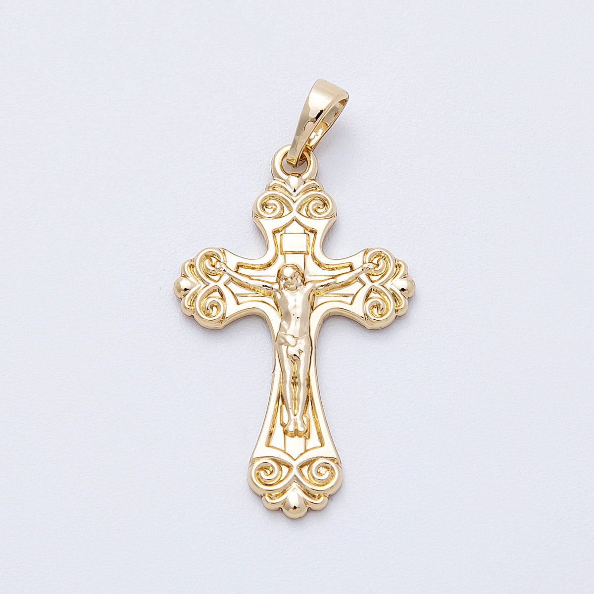 14K Gold Filled 30mm Jesus Crucifix Passion Religious Cross Pendant | Charms-00222