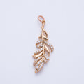 Rose Gold Filled 31.5mm Micro Paved CZ Palm Olive Leaf Nature Charm | Charms-00405 -Charms-00406