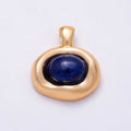 16K Gold Filled 22mm Birthstone Cabochon Gemstone Oval Molten Bezel Pendant | Charms-00867 ~ Charms-00873