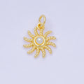 24K Gold Filled 13.5mm Shell Pearl Ribbed Celestial Sun Charm | D274
