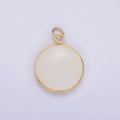 14K Gold Filled 25mm Shell Pearl Bezel Round Gemstone Charm | D568