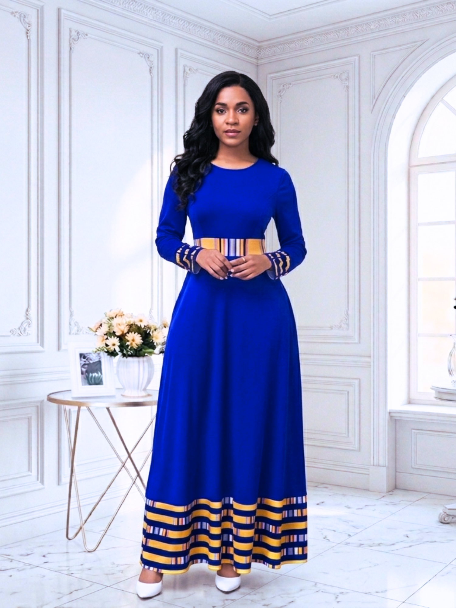Dashiki Formal Long Sleeved Maxi Dress