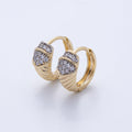 14K Gold Filled 15mm Micro Paved CZ Croissant Huggie Earrings | Earrings-00074