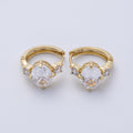 14K Gold Filled 15mm Clear, Green, Red Oval Solitaire CZ Huggie Earrings | Earrings-00145 ~ Earrings-00147