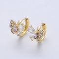 14K Gold Filled 12mm Multi Cut CZ Butterfly Mariposa Animal Huggie Earrings | Earrings-00149