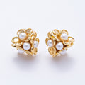 16K Gold Filled Shell Pearl Daisy Flower Studs | Earrings-00165