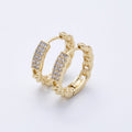 14K Gold Filled 18mm Micro Paved CZ Curb Chain Huggie Earrings | Earrings-00172