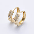 14K Gold Filled 13mm Clear CZ Dotted Cross Cartilage Huggie Earrings | Earrings-00179