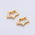 18K Gold Filled 16.6mm Clear CZ Dotted Celestial Star Cartilage Huggie | Earrings-00186