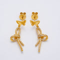 18K Gold Filled 9mm Micro Paved CZ Bow Butterfly Drop Stud | Earrings-00223