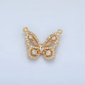 24K Gold Filled Clear Micro Paved CZ Open Butterfly Insect Connector | F443