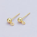 18K Gold Filled 3.8mm Minimalist Round Ball Open Loop Drop Stud Earrings | Findings-00111