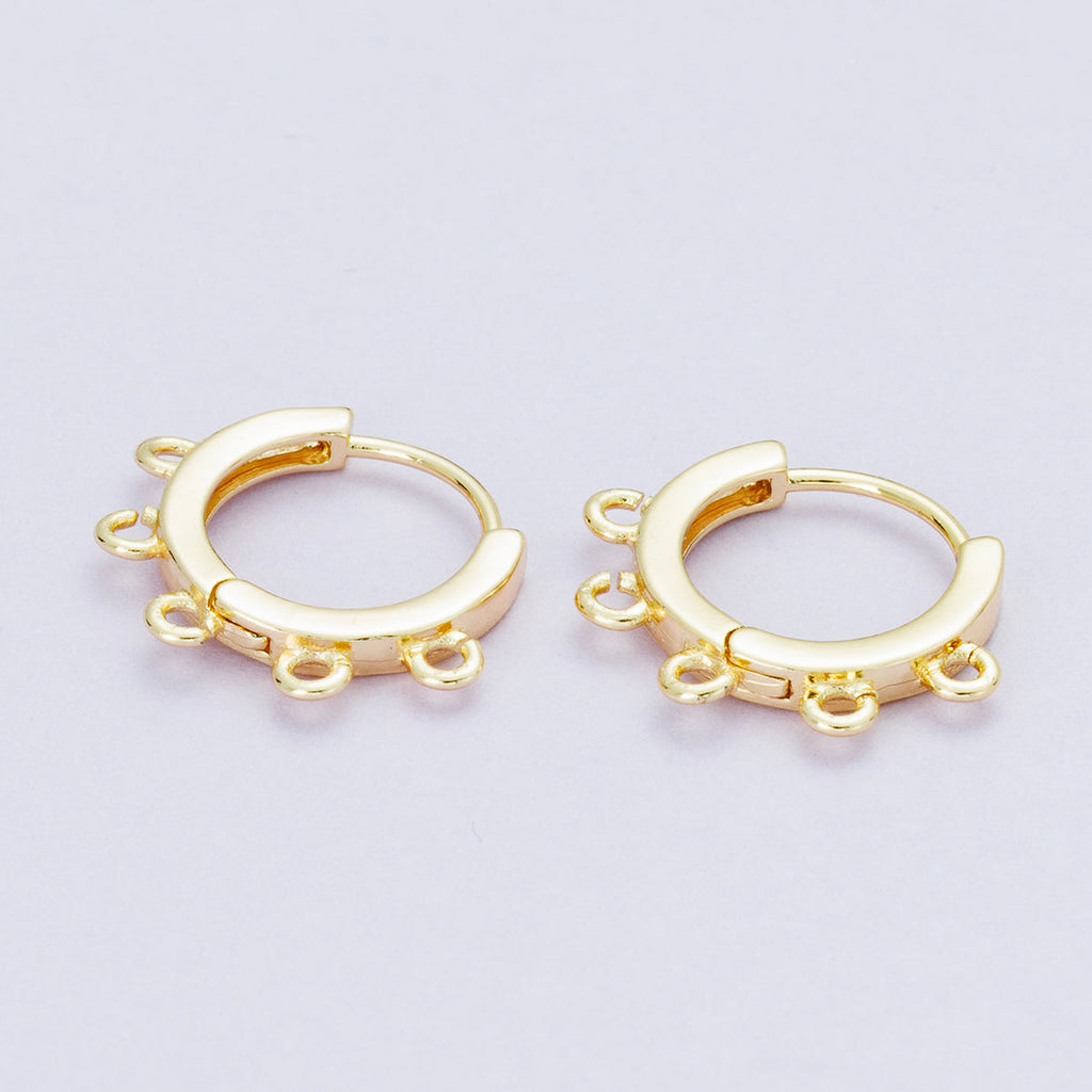 18K Gold Filled 15mm Minimalist Five Open Loop Drop Huggie Earring | Findings-00112