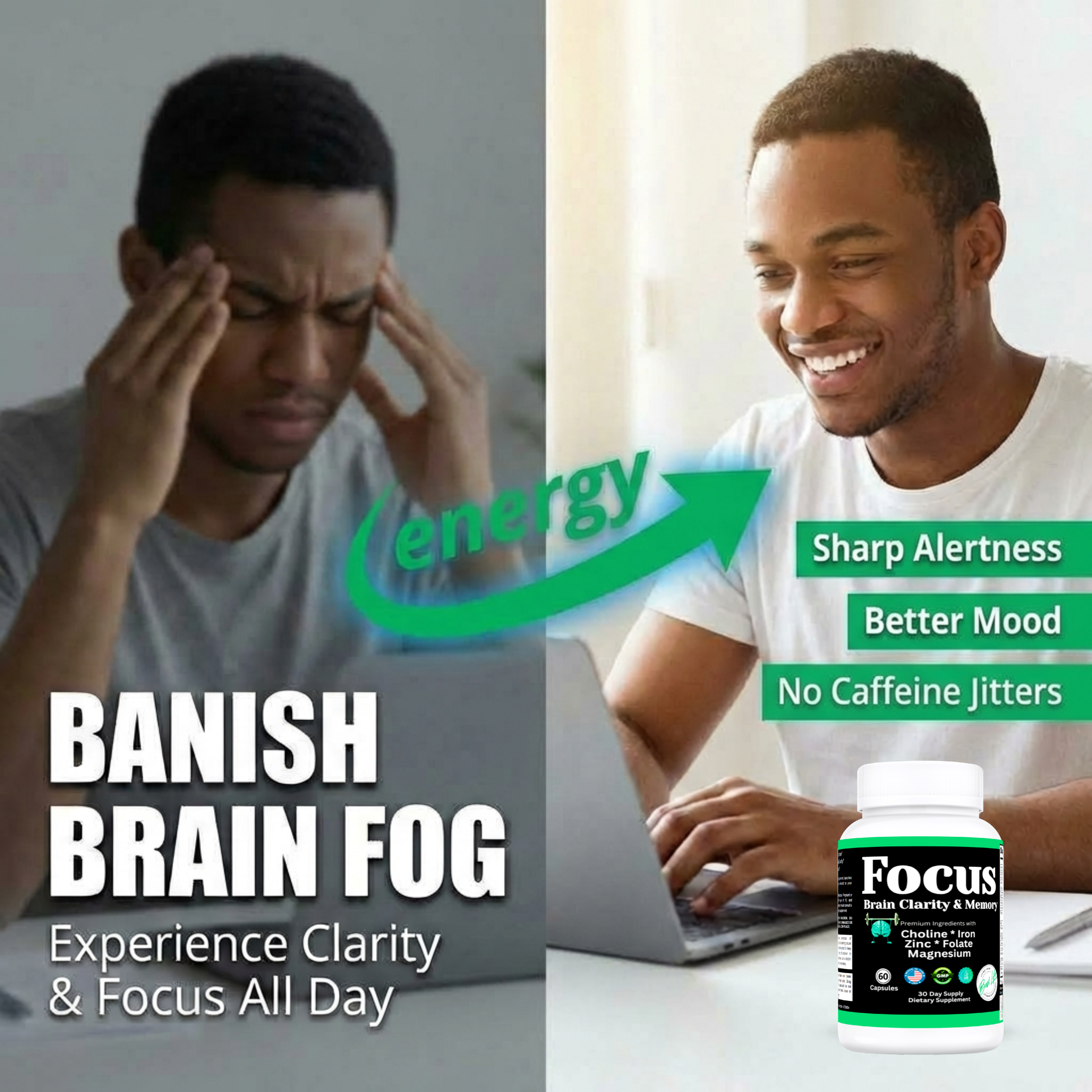 Focus, Brain Focus, Clarity & Memory Vitamin Supplement