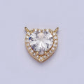 16K Gold Filled 11.5mm Clear Micro Paved CZ Heart Connector | G525