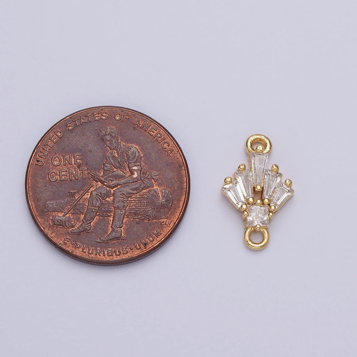 18K Gold Filled Clear CZ Multiple Baguette Round Mini Connector in Gold & Silver | Y841