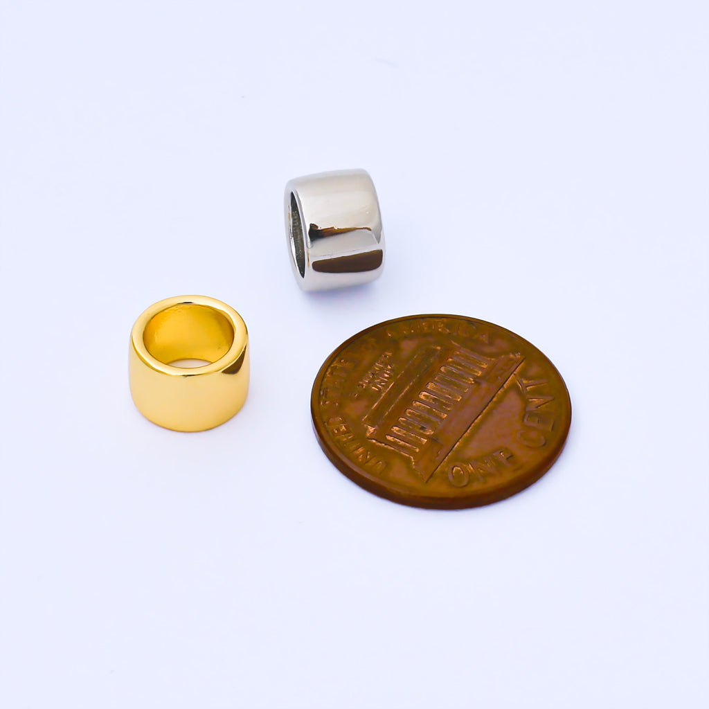 24K Gold Filled 9mm x 6mm Minimalist Wide Bead in Gold & Silver | B487