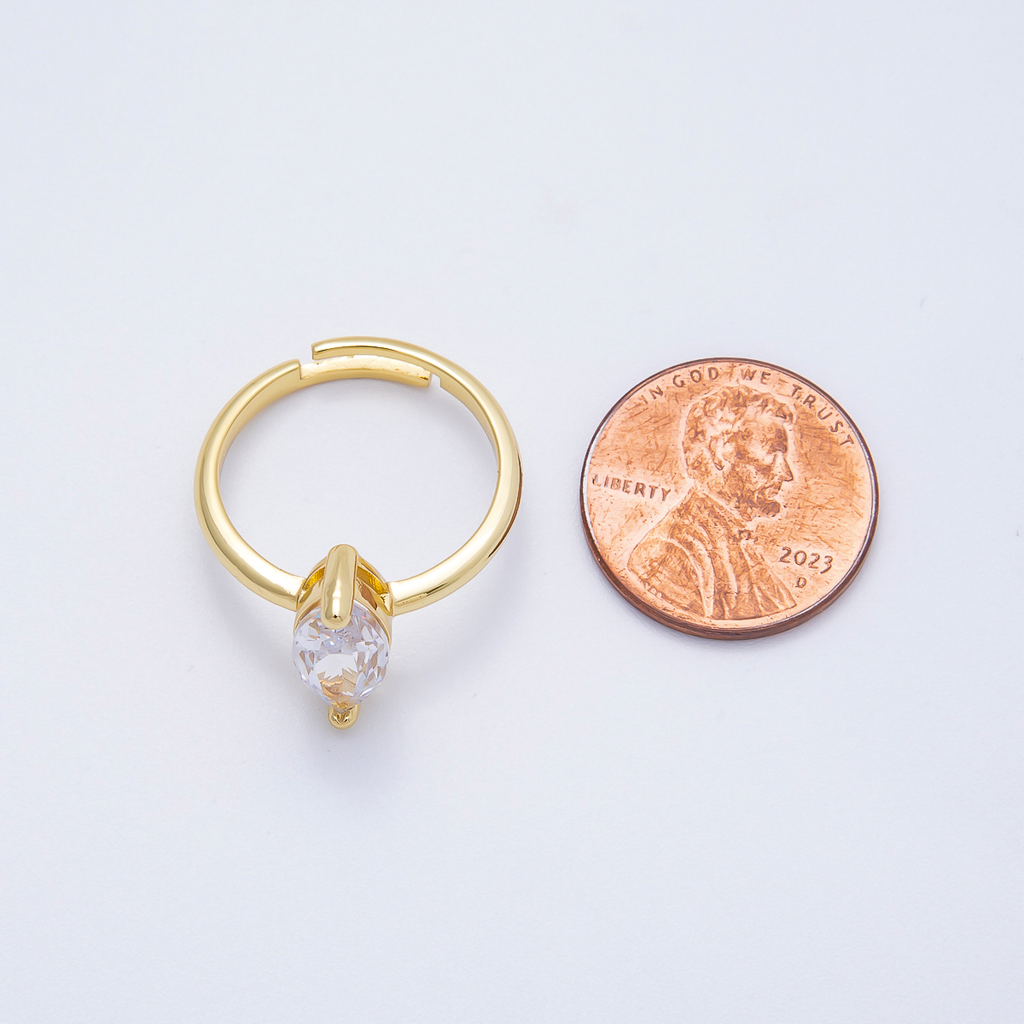 16K Gold Filled Clear CZ Marquise Solitaire Ring in Gold & Silver | Rings-00120