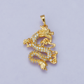24K Gold Filled 28mm Micro Paved CZ Oriental Dragon Lucky Pendant | H00627