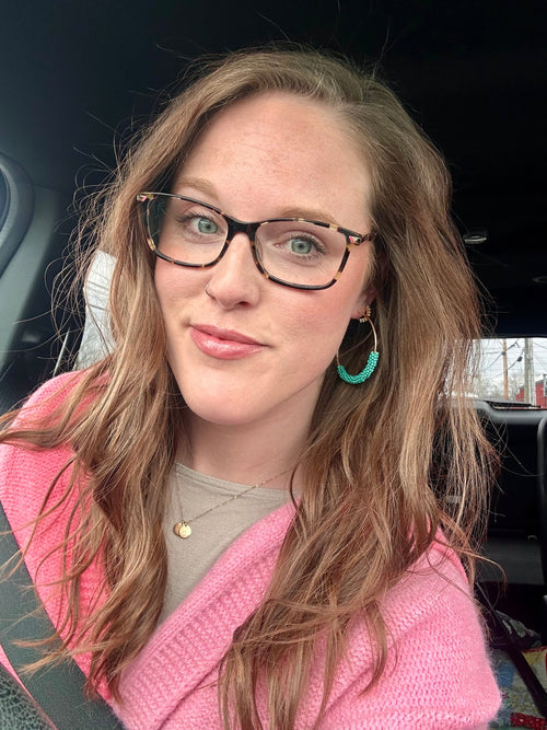 Beautiful Bright Beaded Hoop Earrings