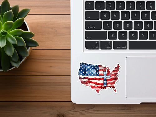 American Flag and Cross | Vinyl Stickers | Christian Sticker