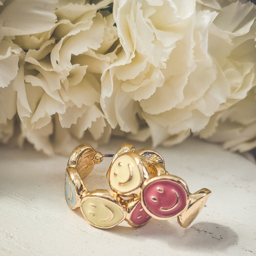 Adorable Smiley Face Hoop Earrings
