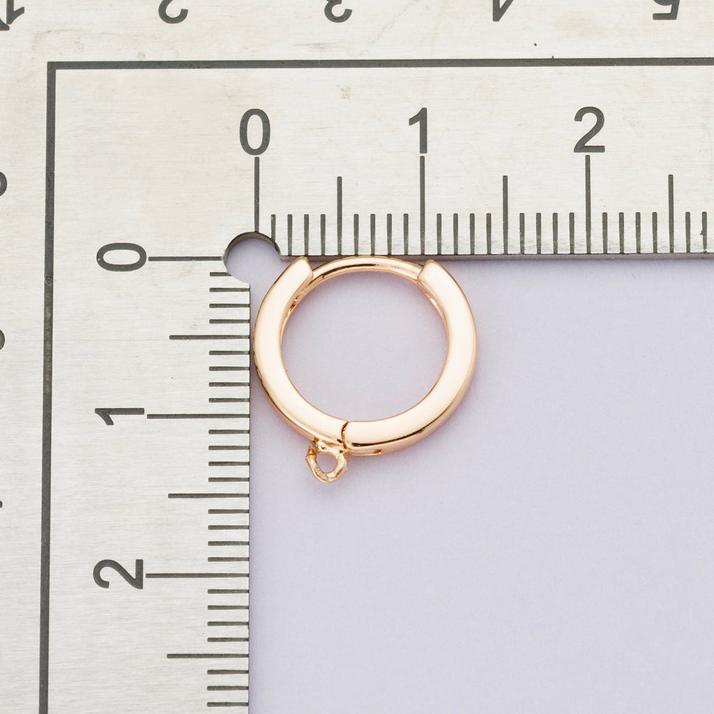 Rose Gold Filled 13.5mm Minimalist Open Loop Drop Huggie Earrings | Findings-00092