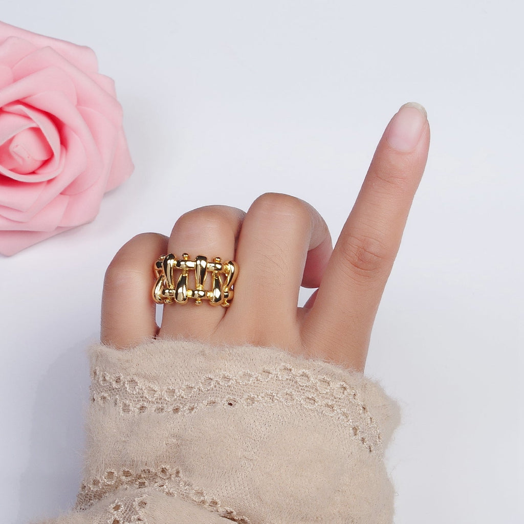 16K Gold Filled Minimalist Gold, Silver Bubble Wide Geometric Rings | O089 O090
