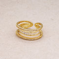 Triple Banded CZ Baguette Micro Pave Adjustable Rings-240 Rings-241