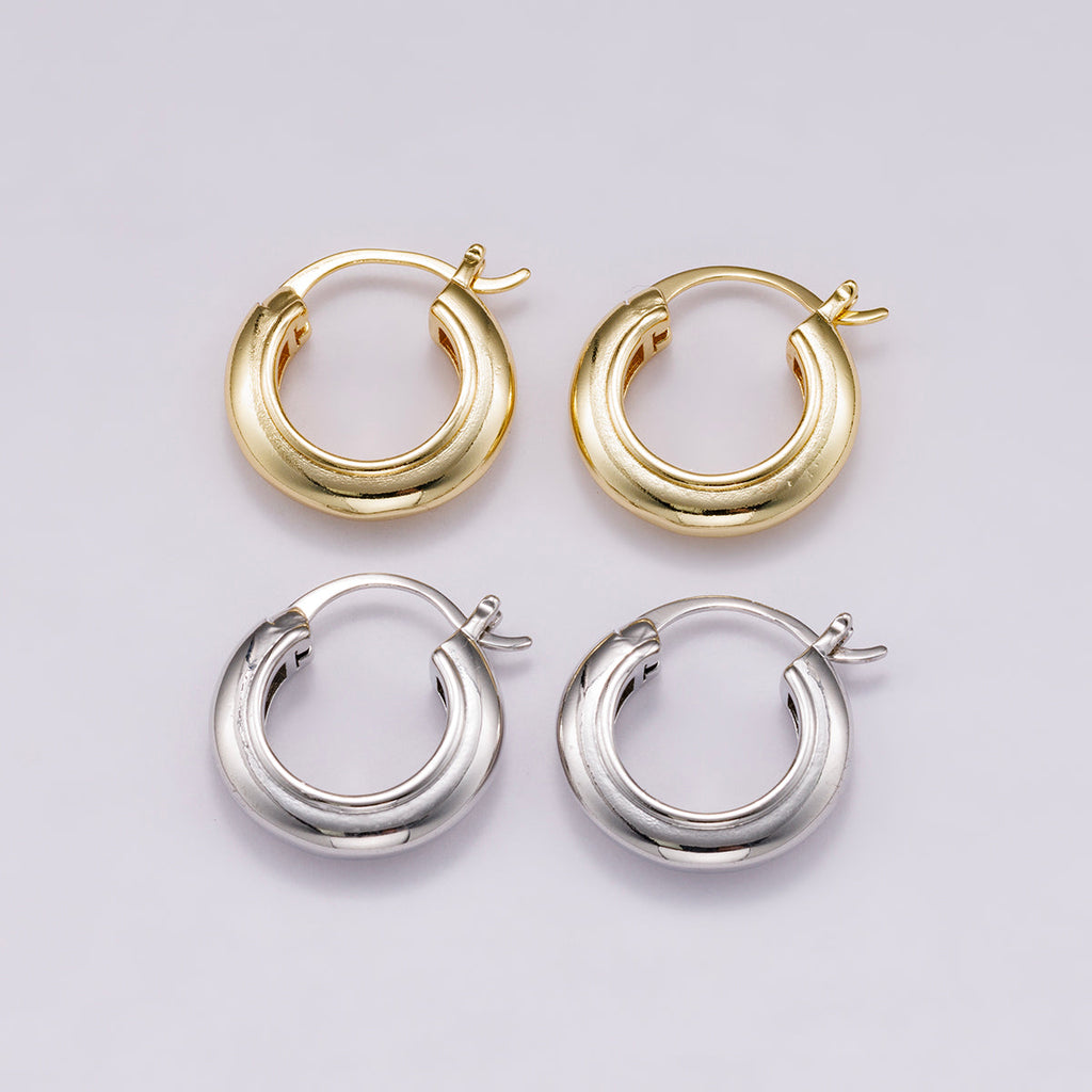 14K Gold Filled 23mm Minimalist Lined Dome Latch Hoop Earrings in Gold & Silver | Earrings-00318 Earrings-00319