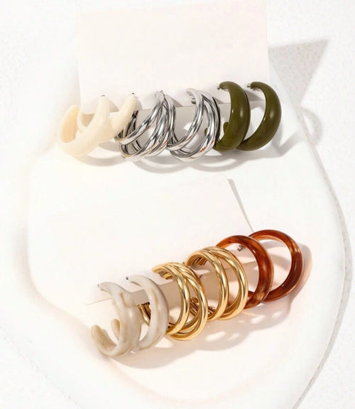 Beautiful Acrylic Hoop Earring Set of 6