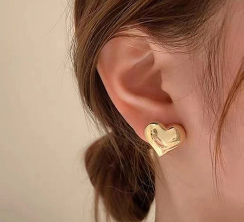Adorable Gold or Silver Heart Stud Earrings