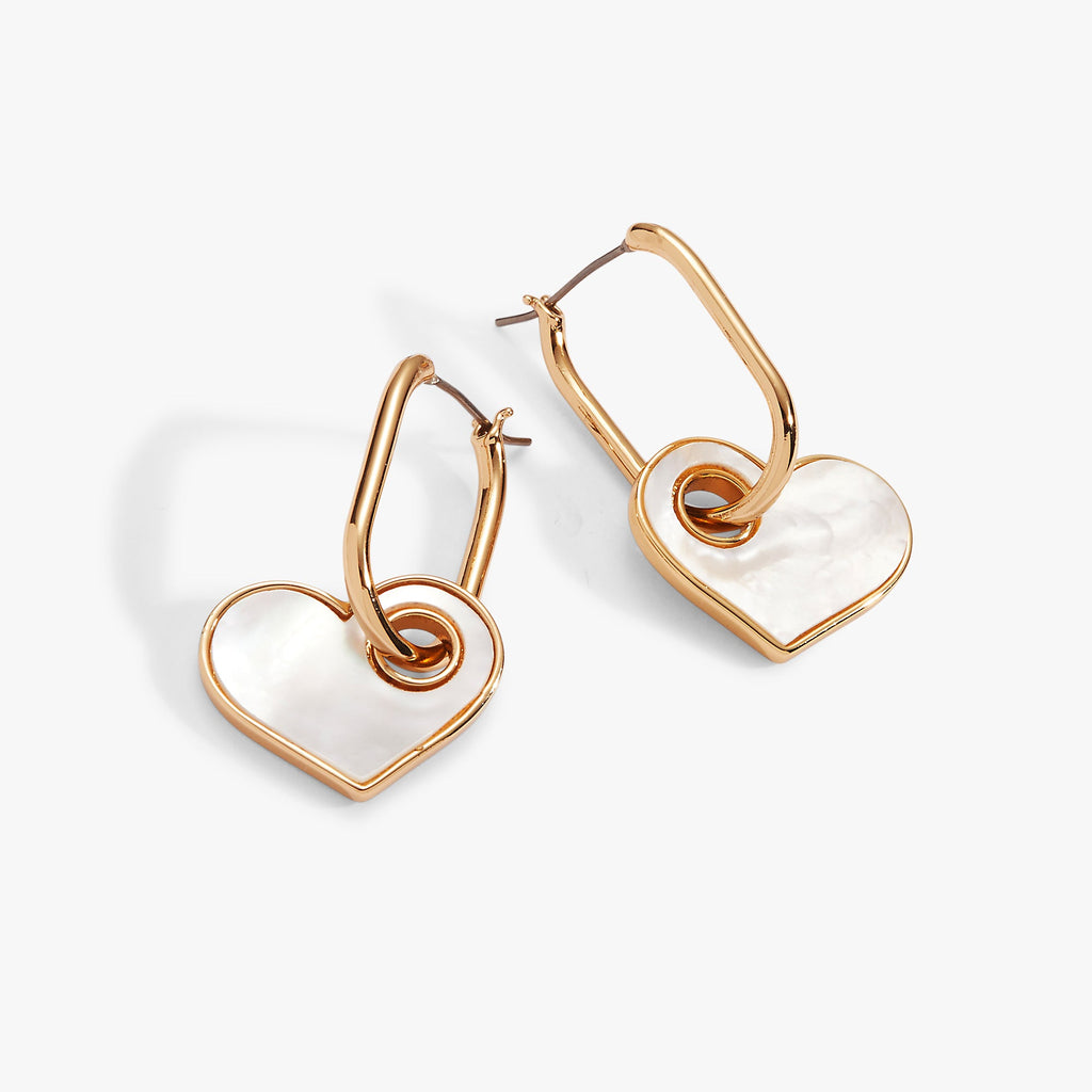 Mother of Pearl Heart Interchangeable Hoop Earring